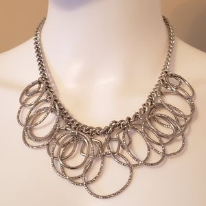 Silver Large Circle Statement Necklace Fashion Jewelry